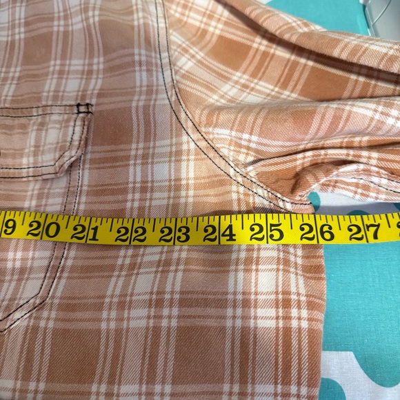 Upcycled Flannel Shirt with patches, ruffle cuffs, size extra large - Picture 9 of 12